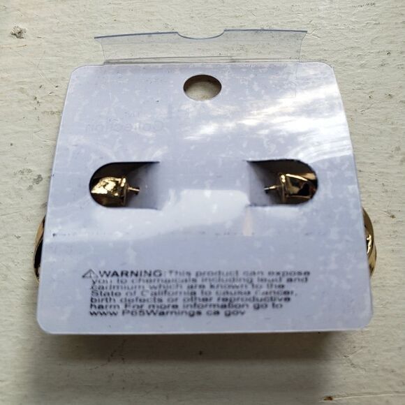 Gold Twisted Small Hoop Earrings - Picture 3 of 3